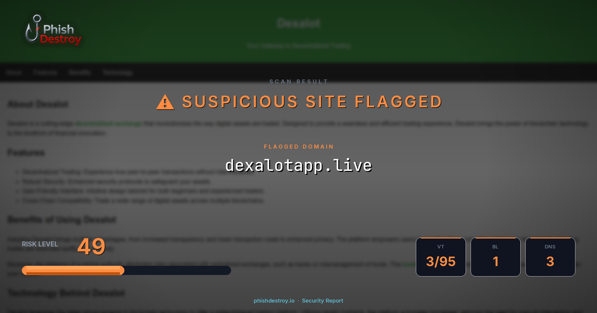 dexalotapp.live phishing report — threat analysis by PhishDestroy