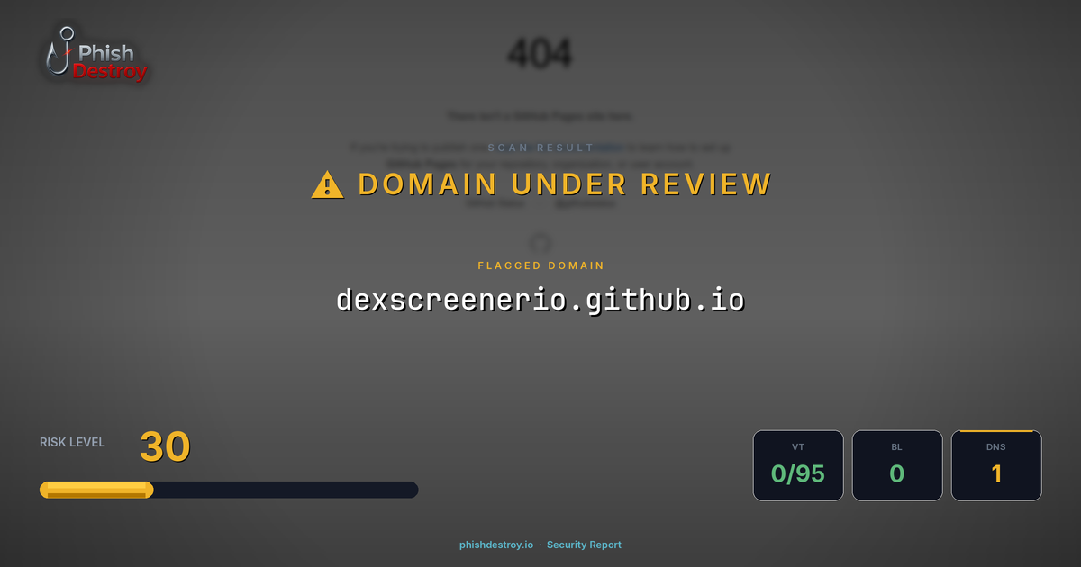 dexscreenerio.github.io phishing report — threat analysis by PhishDestroy