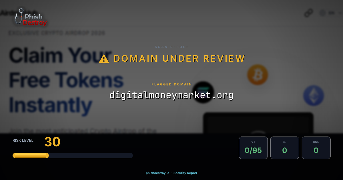 digitalmoneymarket.org phishing report — threat analysis by PhishDestroy