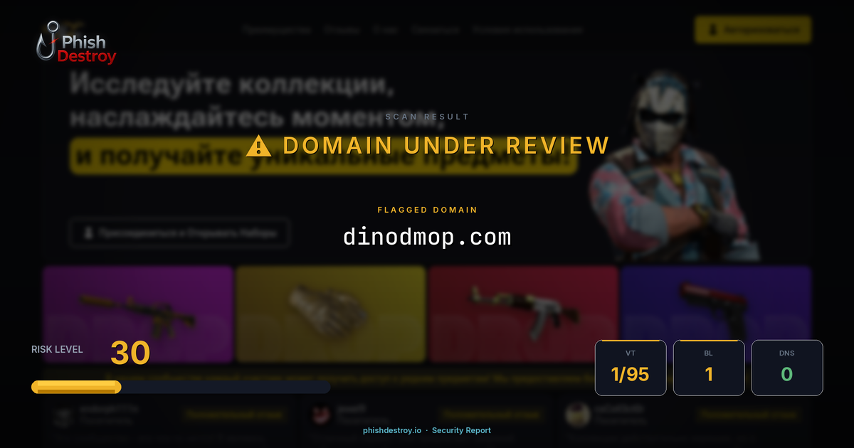 dinodmop.com phishing report — threat analysis by PhishDestroy
