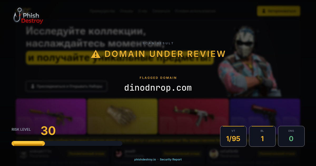 dinodnrop.com phishing report — threat analysis by PhishDestroy