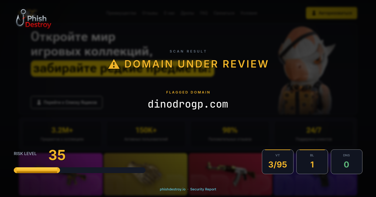 dinodrogp.com phishing report — threat analysis by PhishDestroy
