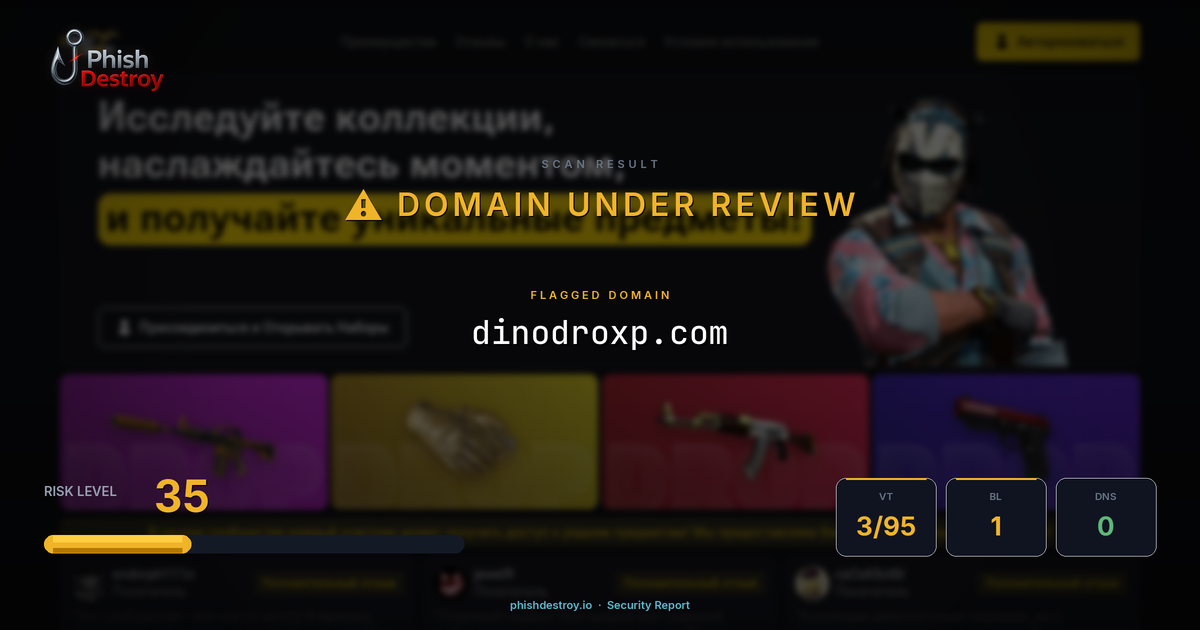 dinodroxp.com phishing report — threat analysis by PhishDestroy