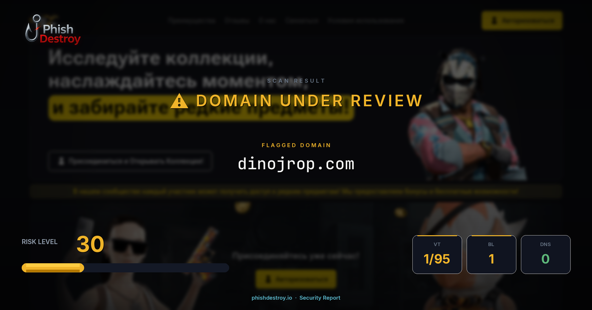 dinojrop.com phishing report — threat analysis by PhishDestroy