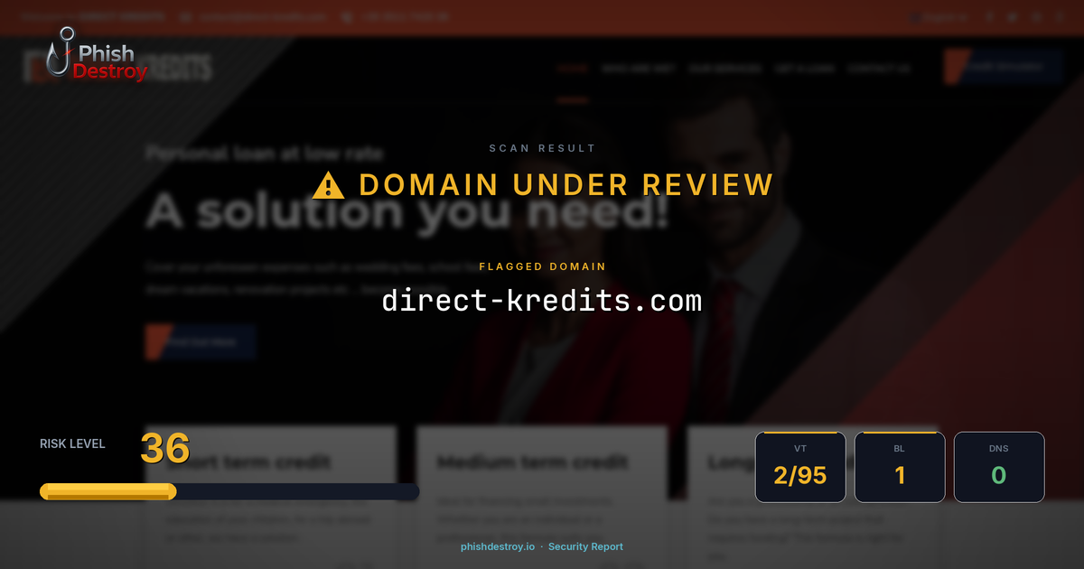 direct-kredits.com phishing report — threat analysis by PhishDestroy