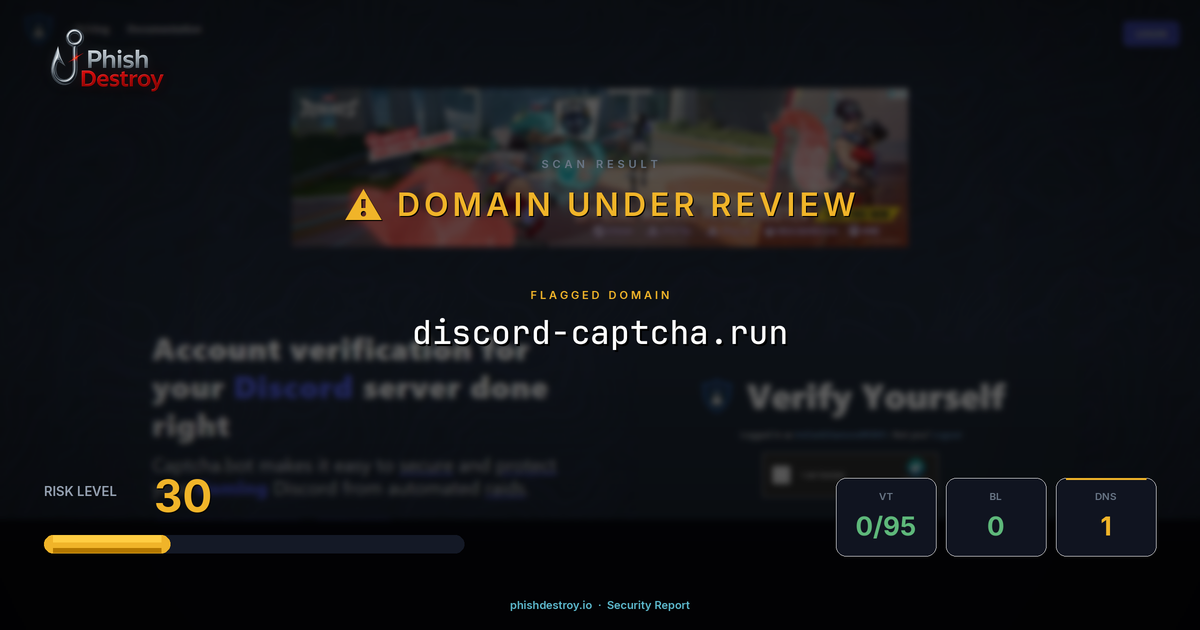 discord-captcha.run phishing report — threat analysis by PhishDestroy