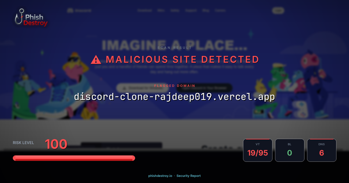 discord-clone-rajdeep019.vercel.app phishing report — threat analysis by PhishDestroy
