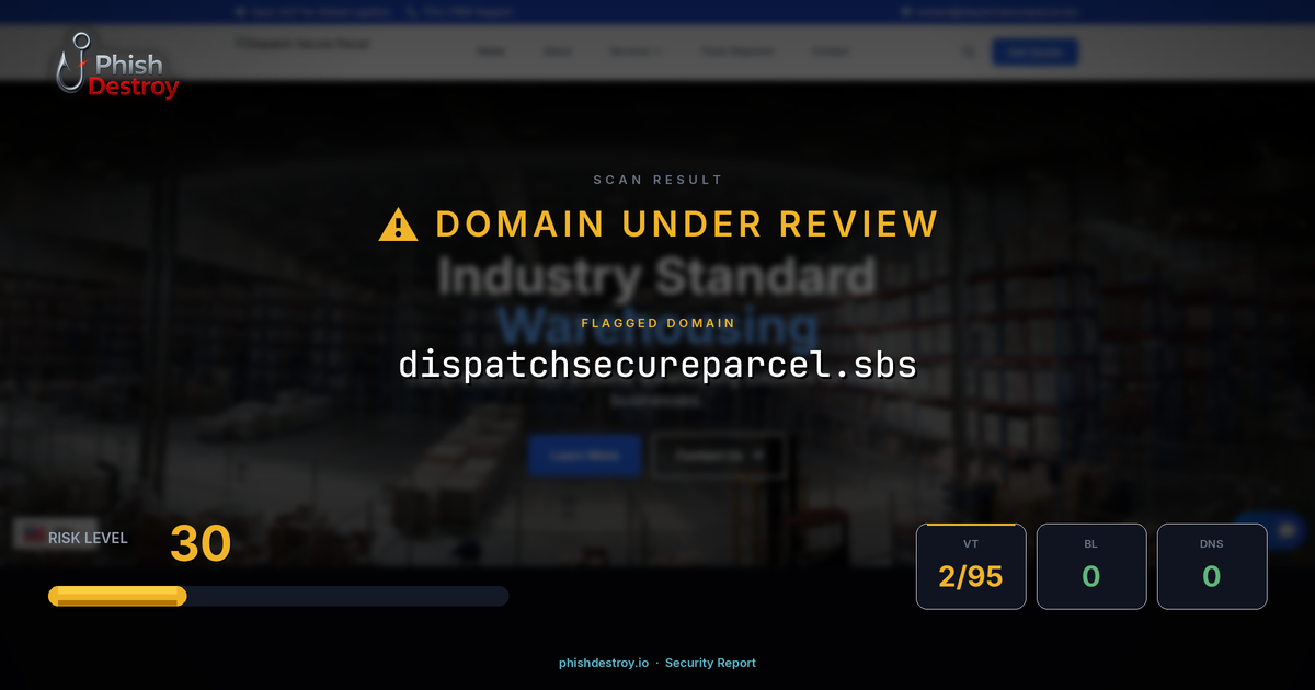 dispatchsecureparcel.sbs phishing report — threat analysis by PhishDestroy