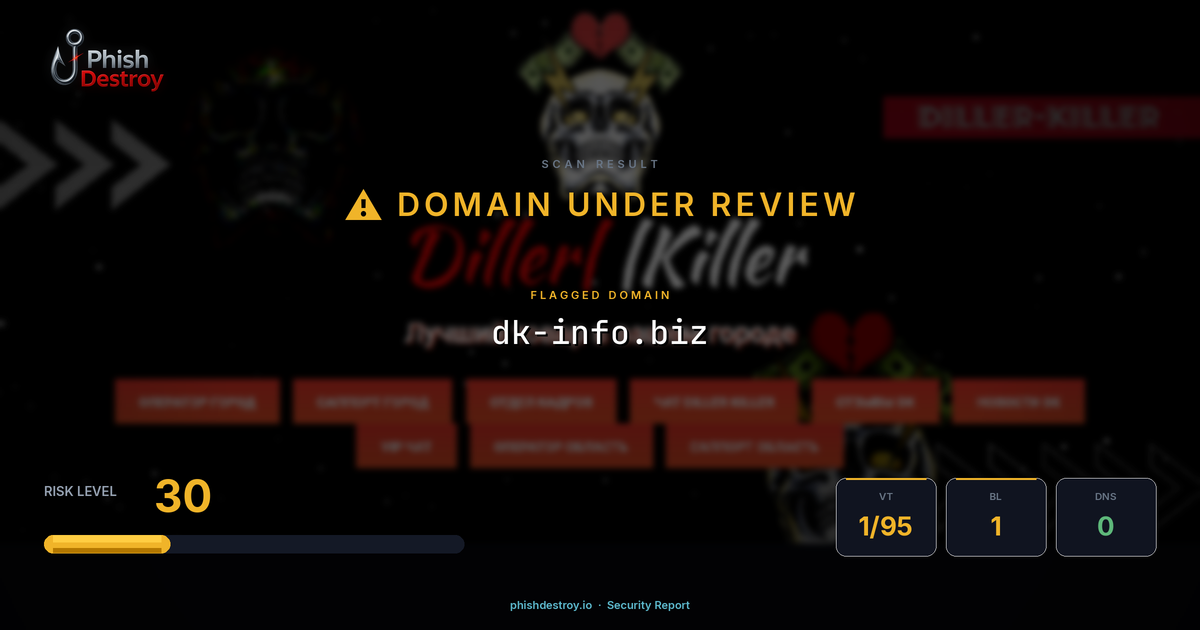dk-info.biz phishing report — threat analysis by PhishDestroy