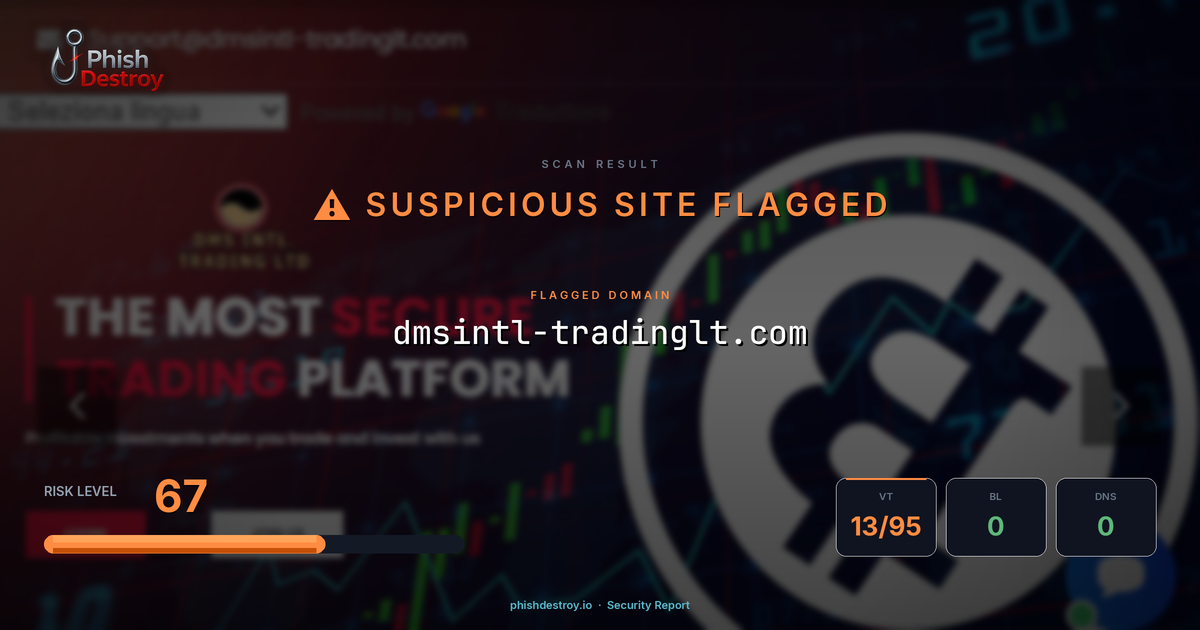 dmsintl-tradinglt.com phishing report — threat analysis by PhishDestroy