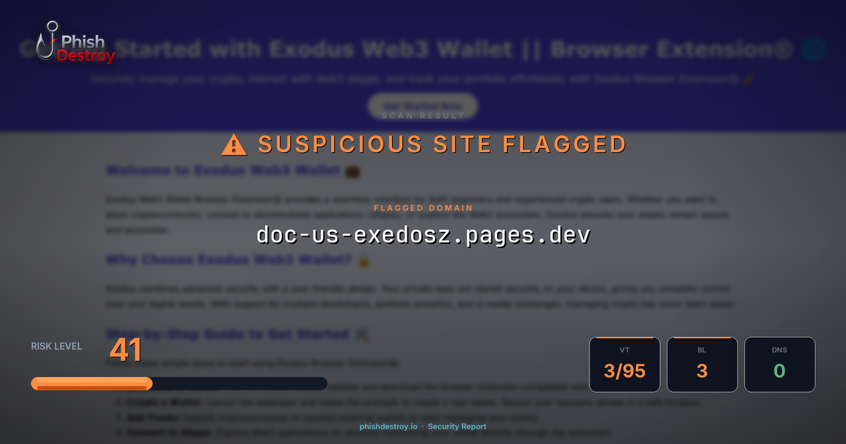 doc-us-exedosz.pages.dev phishing report — threat analysis by PhishDestroy