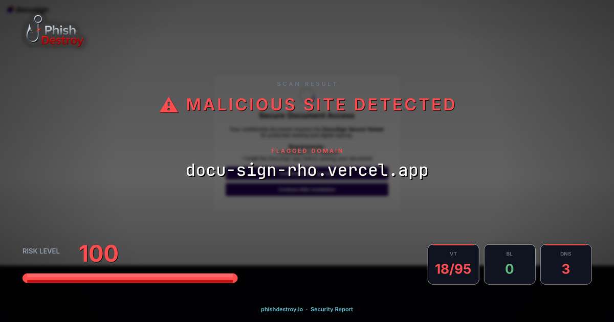 docu-sign-rho.vercel.app phishing report — threat analysis by PhishDestroy