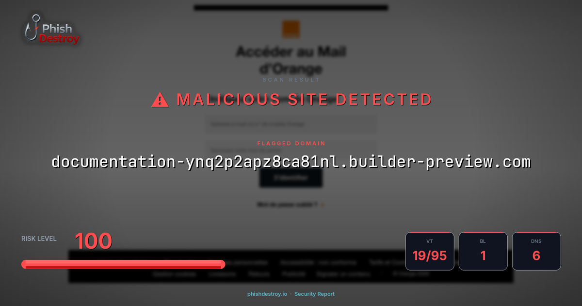 documentation-ynq2p2apz8ca81nl.builder-preview.com phishing report — threat analysis by PhishDestroy
