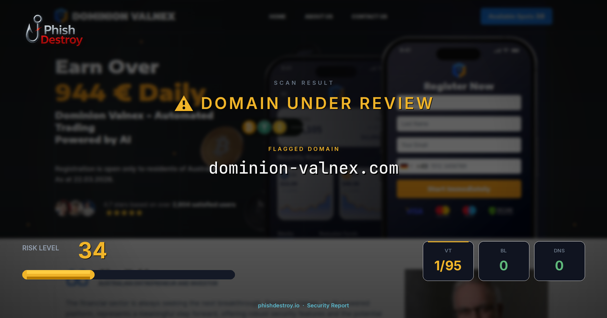 dominion-valnex.com phishing report — threat analysis by PhishDestroy