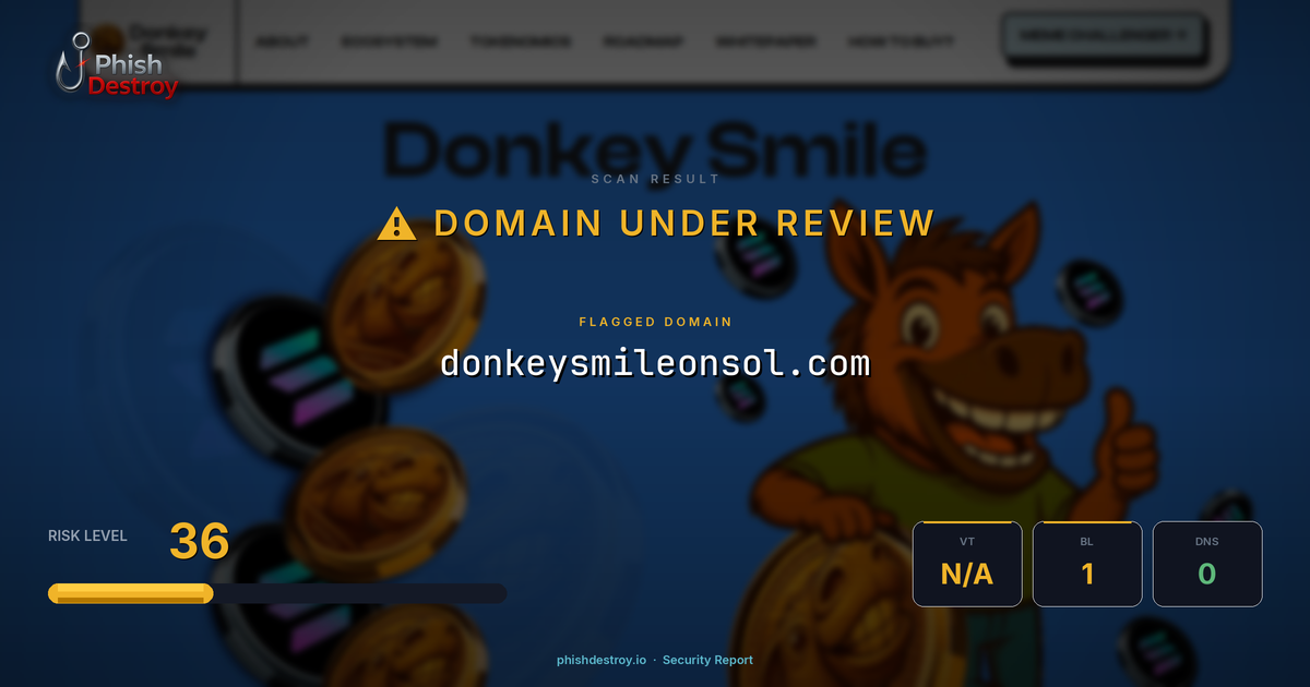 donkeysmileonsol.com phishing report — threat analysis by PhishDestroy