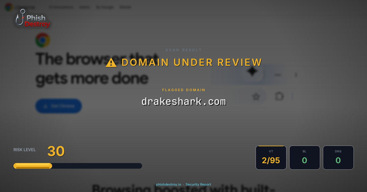 drakeshark.com phishing report — threat analysis by PhishDestroy