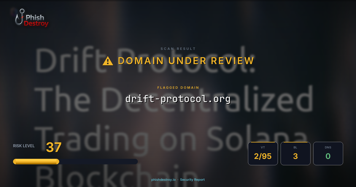 drift-protocol.org phishing report — threat analysis by PhishDestroy