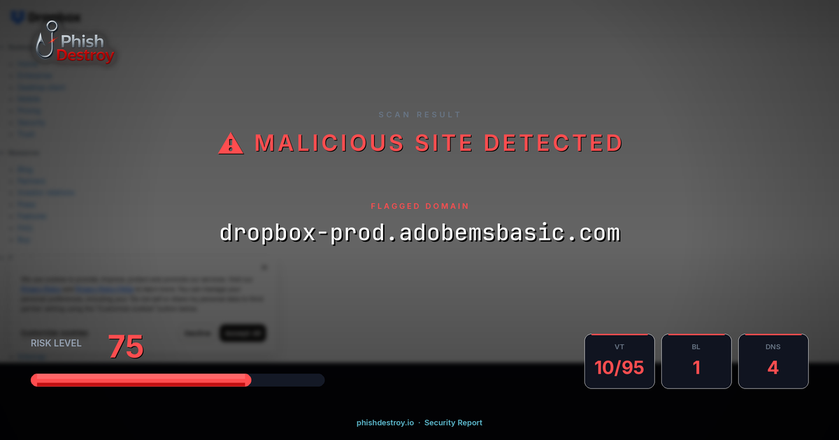dropbox-prod.adobemsbasic.com phishing report — threat analysis by PhishDestroy