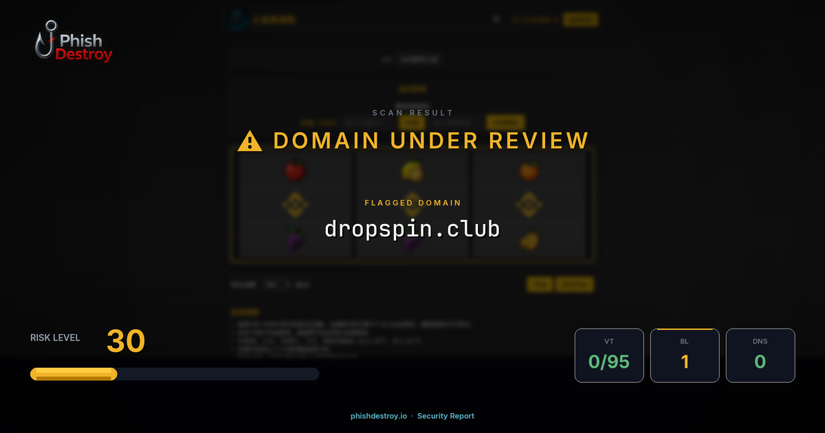 dropspin.club phishing report — threat analysis by PhishDestroy