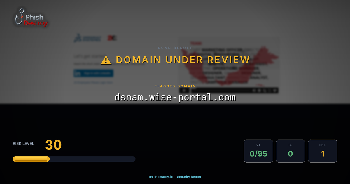 dsnam.wise-portal.com phishing report — threat analysis by PhishDestroy