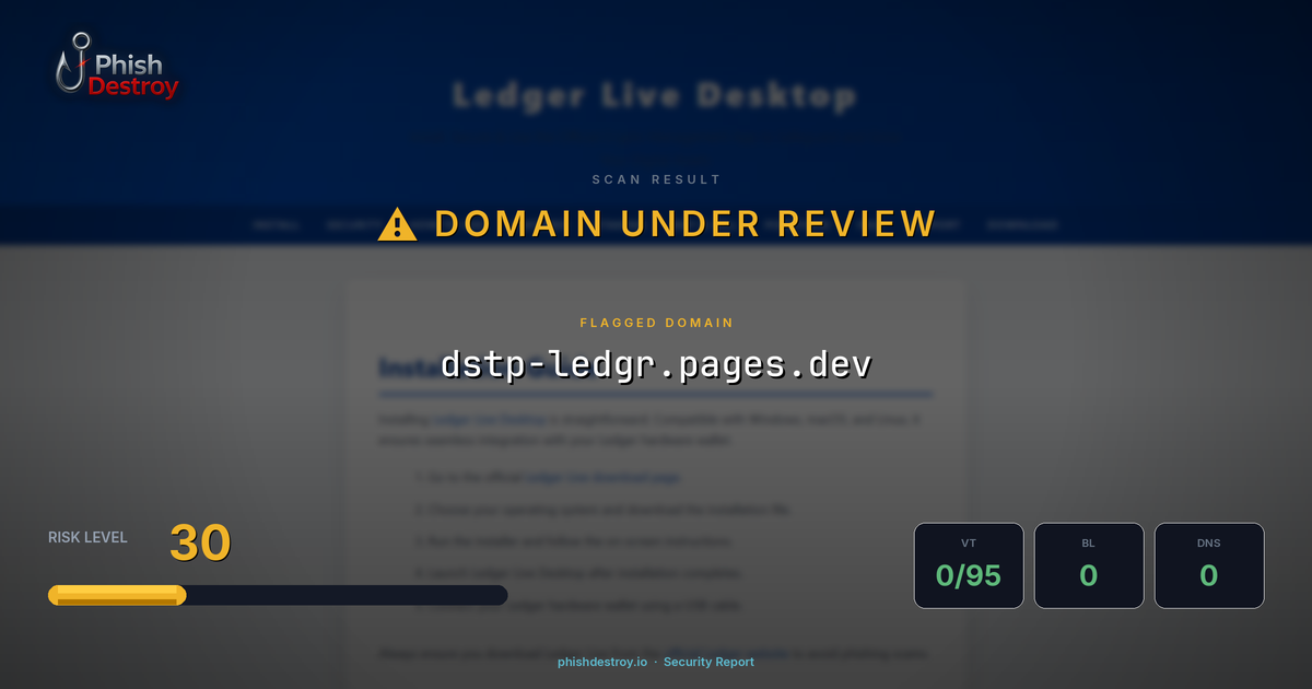 dstp-ledgr.pages.dev phishing report — threat analysis by PhishDestroy