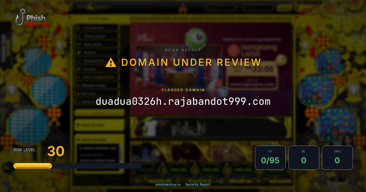 duadua0326h.rajabandot999.com phishing report — threat analysis by PhishDestroy