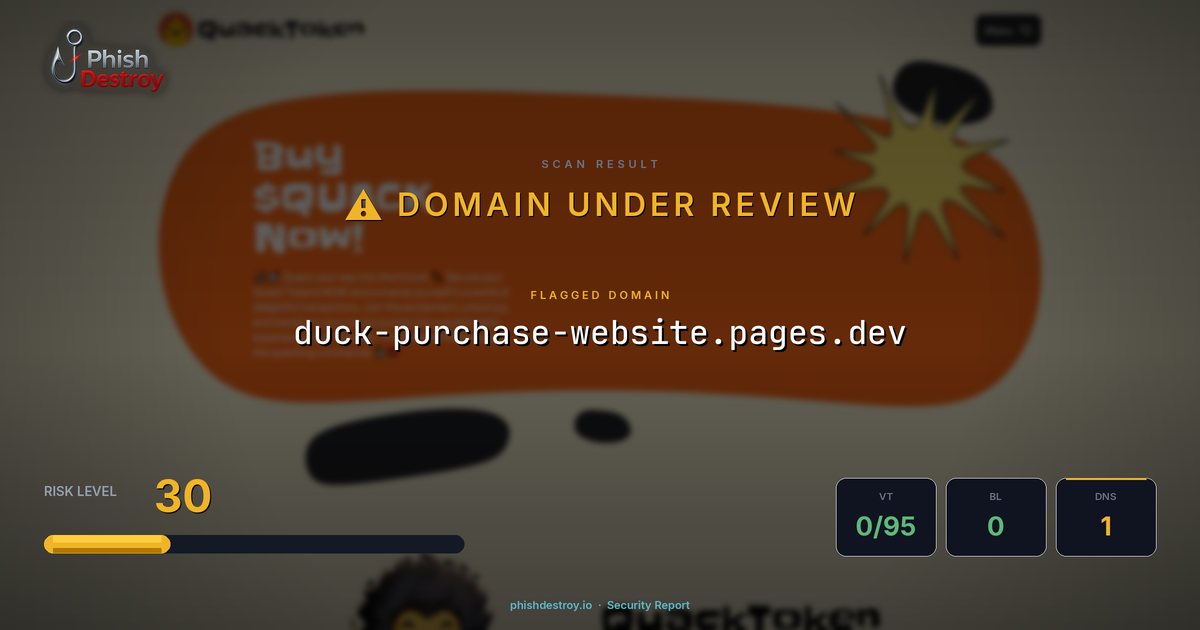 duck-purchase-website.pages.dev phishing report — threat analysis by PhishDestroy