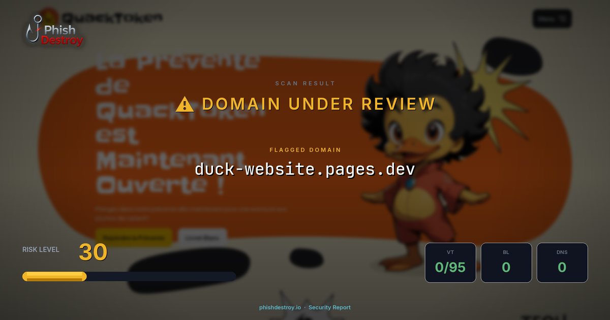 duck-website.pages.dev phishing report — threat analysis by PhishDestroy