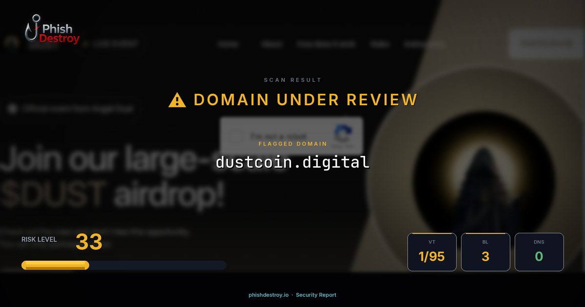 dustcoin.digital phishing report — threat analysis by PhishDestroy