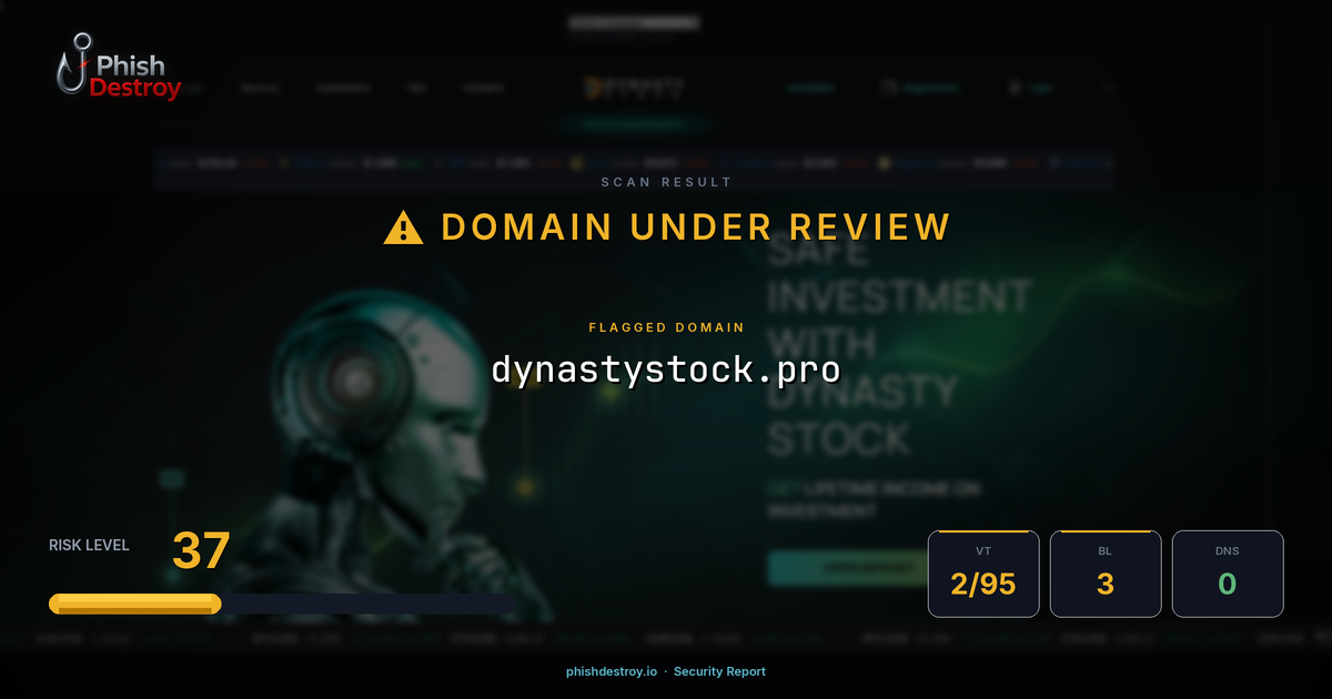 dynastystock.pro phishing report — threat analysis by PhishDestroy