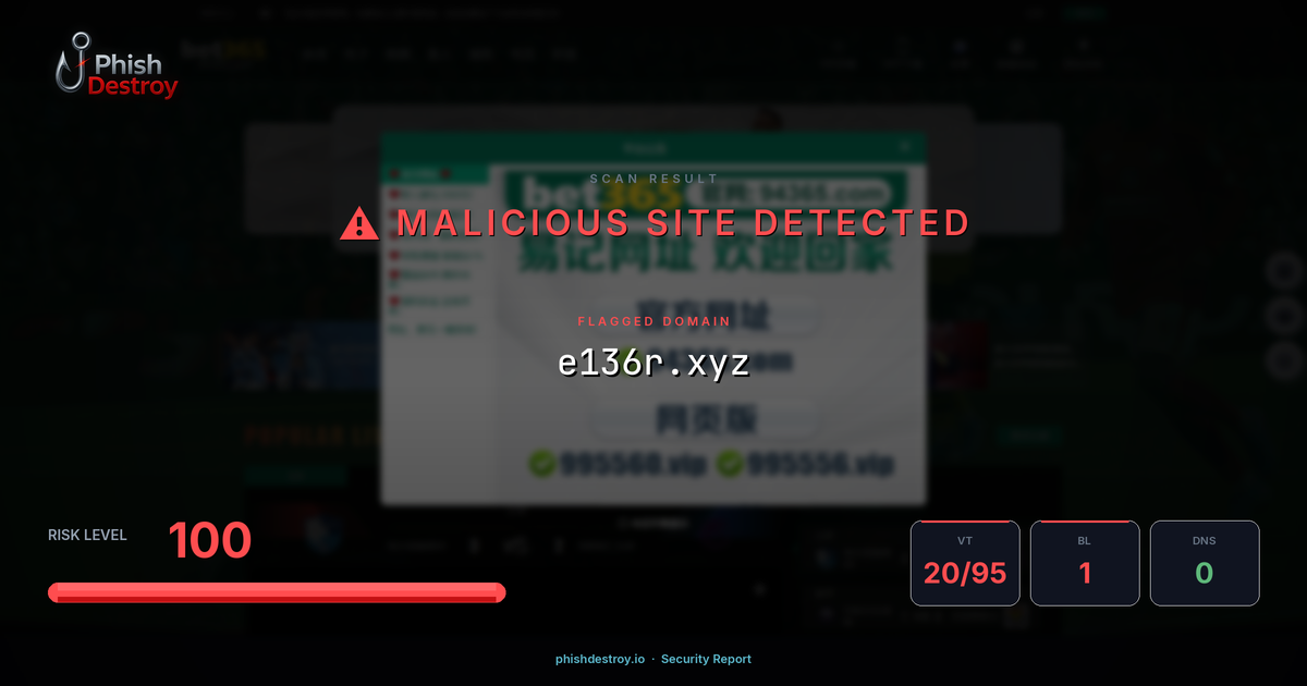 e136r.xyz phishing report — threat analysis by PhishDestroy