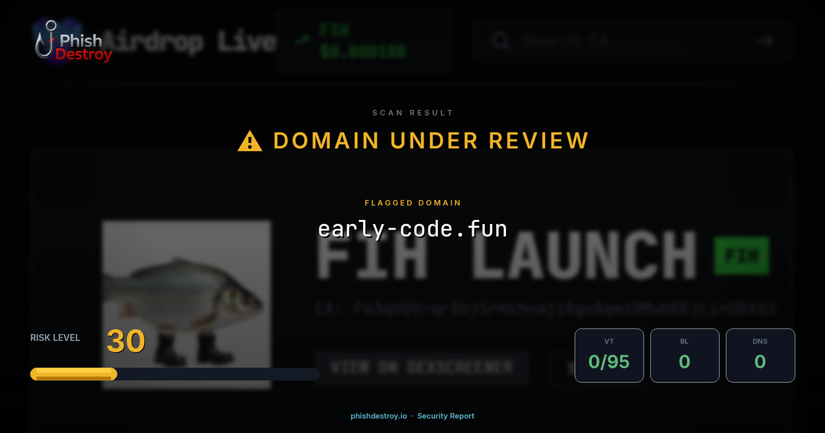 early-code.fun phishing report — threat analysis by PhishDestroy