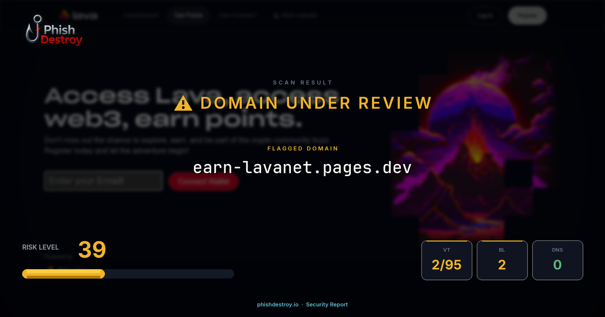 earn-lavanet.pages.dev phishing report — threat analysis by PhishDestroy