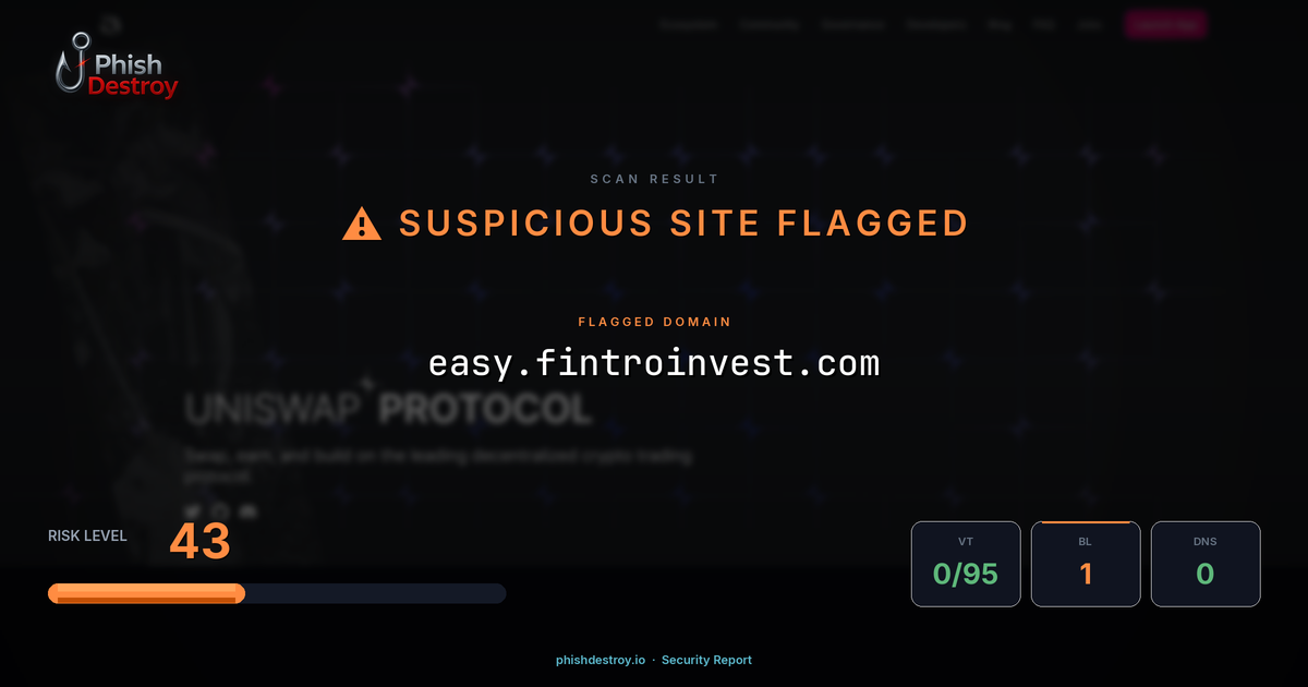easy.fintroinvest.com phishing report — threat analysis by PhishDestroy