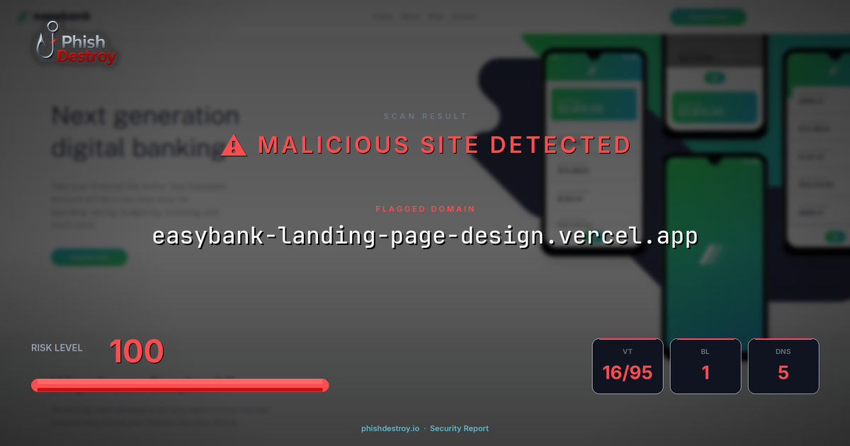 easybank-landing-page-design.vercel.app phishing report — threat analysis by PhishDestroy