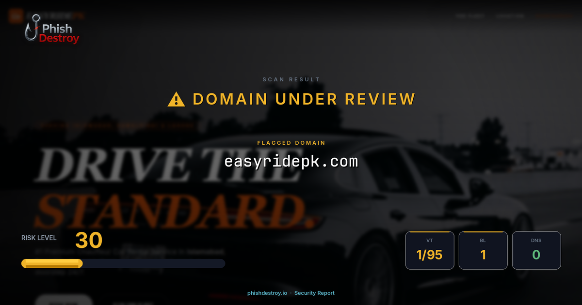 easyridepk.com phishing report — threat analysis by PhishDestroy