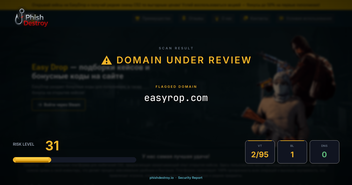 easyrop.com phishing report — threat analysis by PhishDestroy