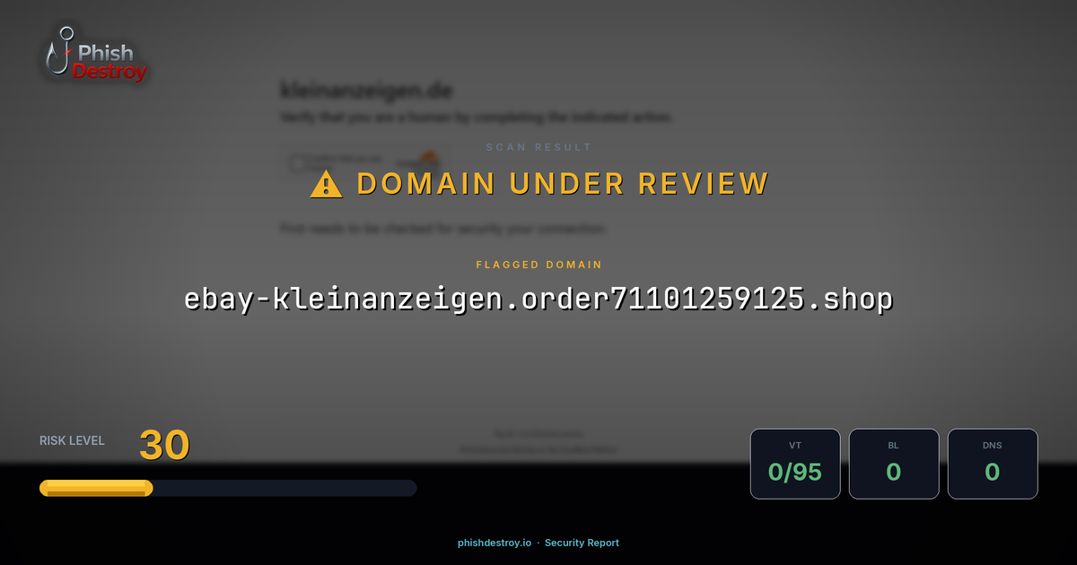 ebay-kleinanzeigen.order71101259125.shop phishing report — threat analysis by PhishDestroy