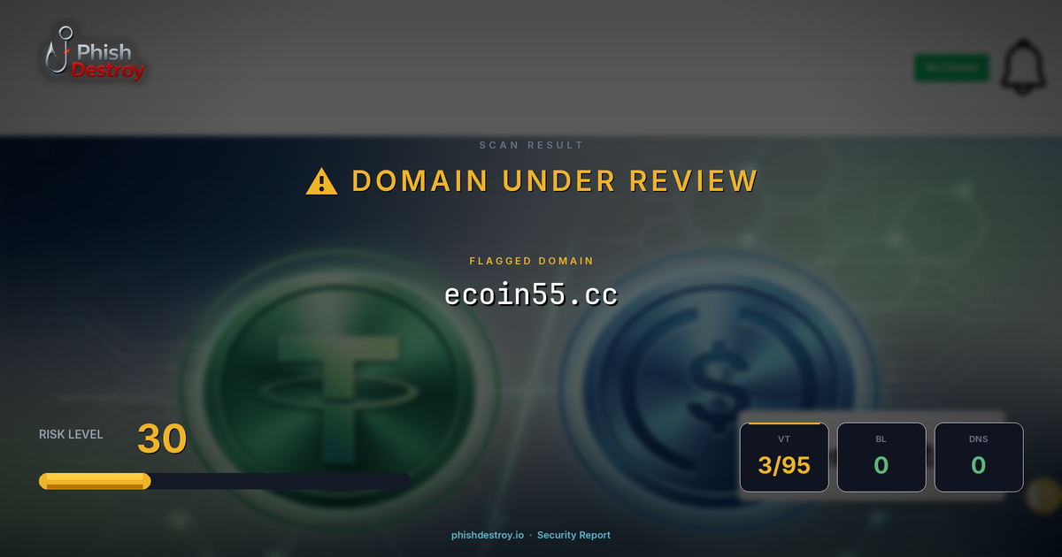 ecoin55.cc phishing report — threat analysis by PhishDestroy