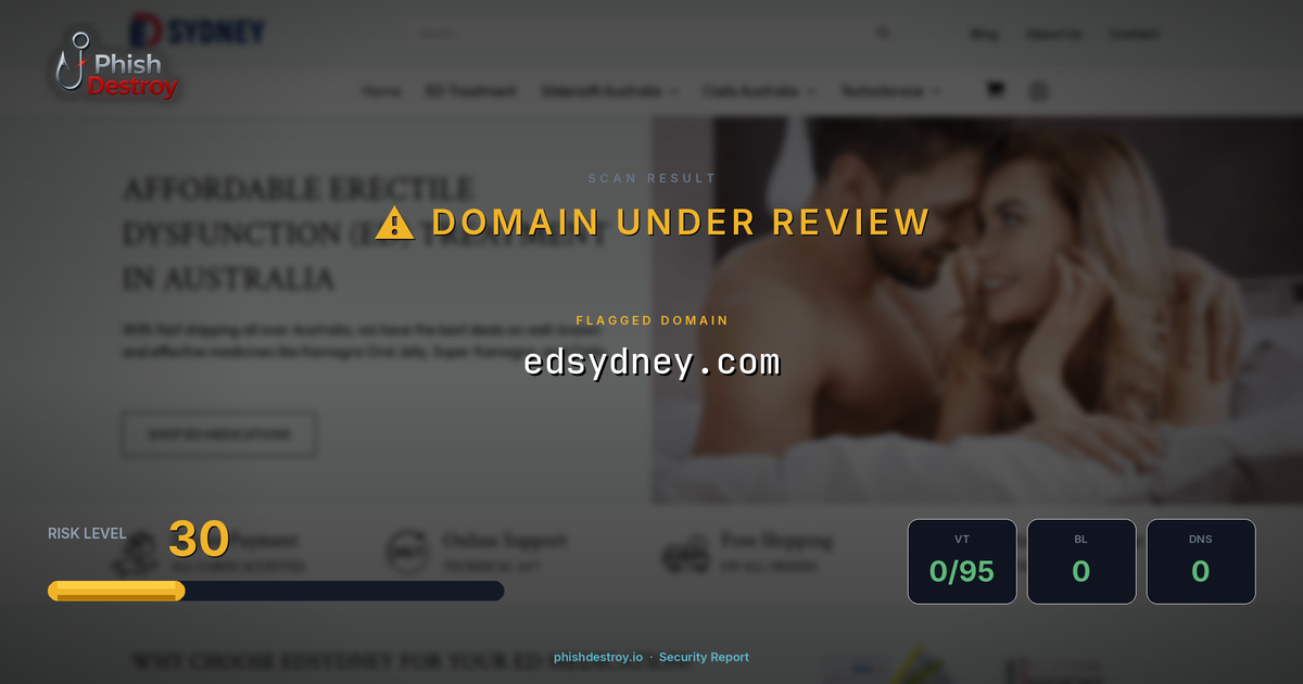 edsydney.com phishing report — threat analysis by PhishDestroy