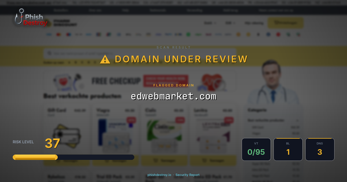 edwebmarket.com phishing report — threat analysis by PhishDestroy