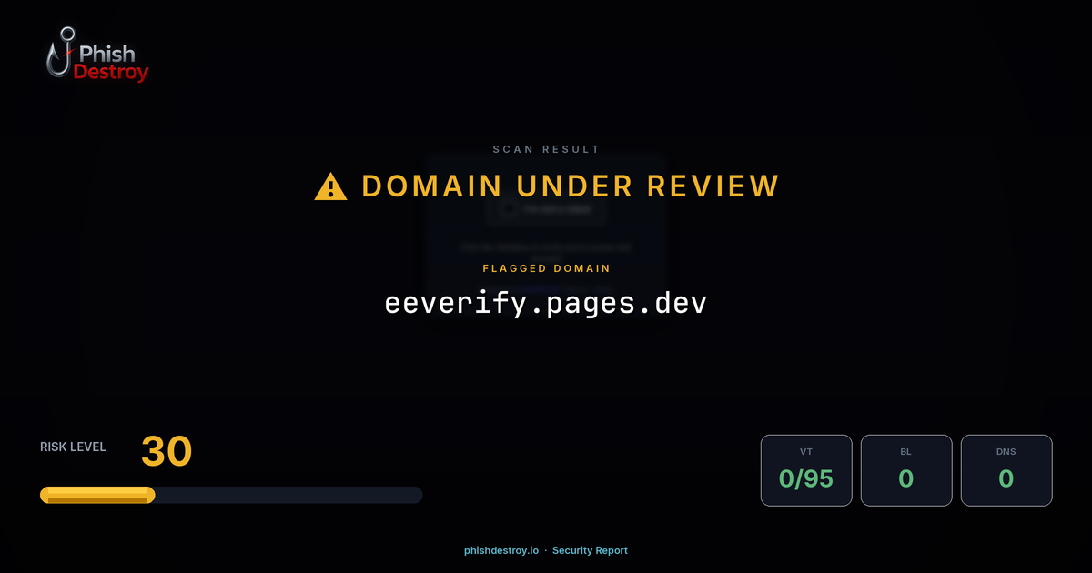 eeverify.pages.dev phishing report — threat analysis by PhishDestroy