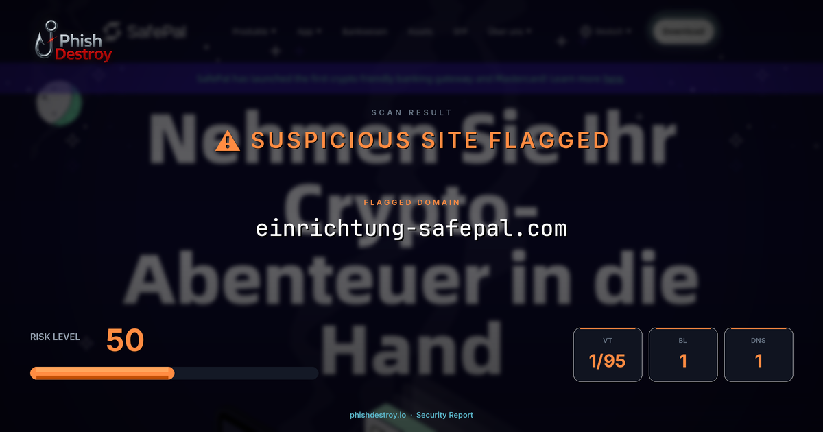 einrichtung-safepal.com phishing report — threat analysis by PhishDestroy