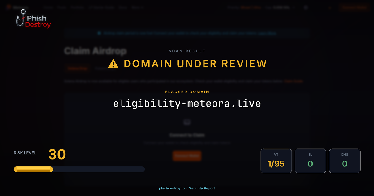 eligibility-meteora.live phishing report — threat analysis by PhishDestroy