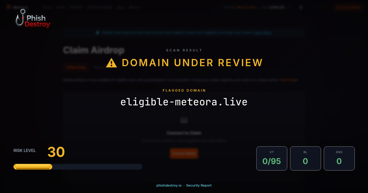 eligible-meteora.live phishing report — threat analysis by PhishDestroy