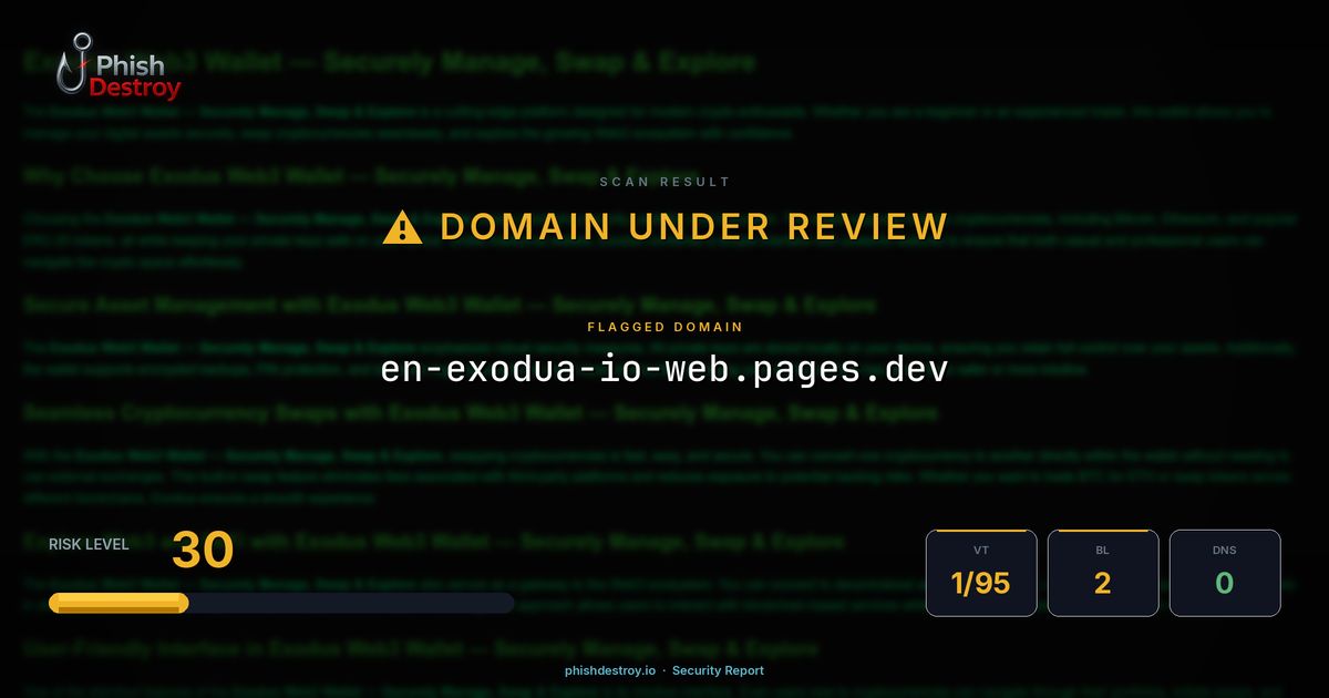 en-exodua-io-web.pages.dev phishing report — threat analysis by PhishDestroy