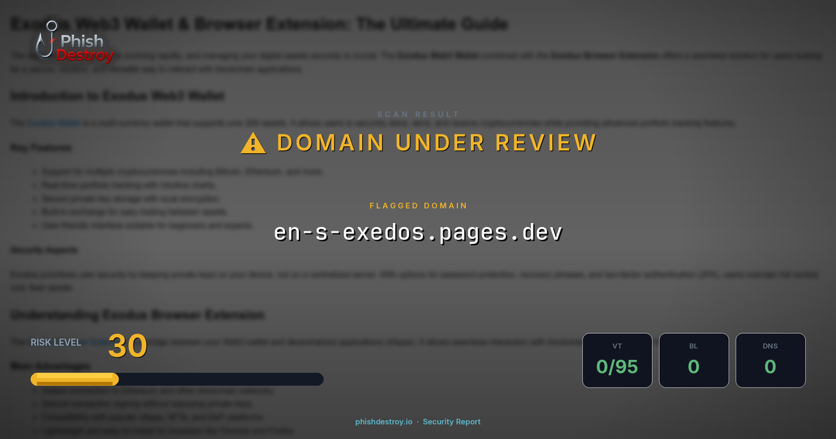 en-s-exedos.pages.dev phishing report — threat analysis by PhishDestroy