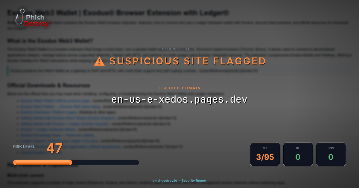en-us-e-xedos.pages.dev phishing report — threat analysis by PhishDestroy