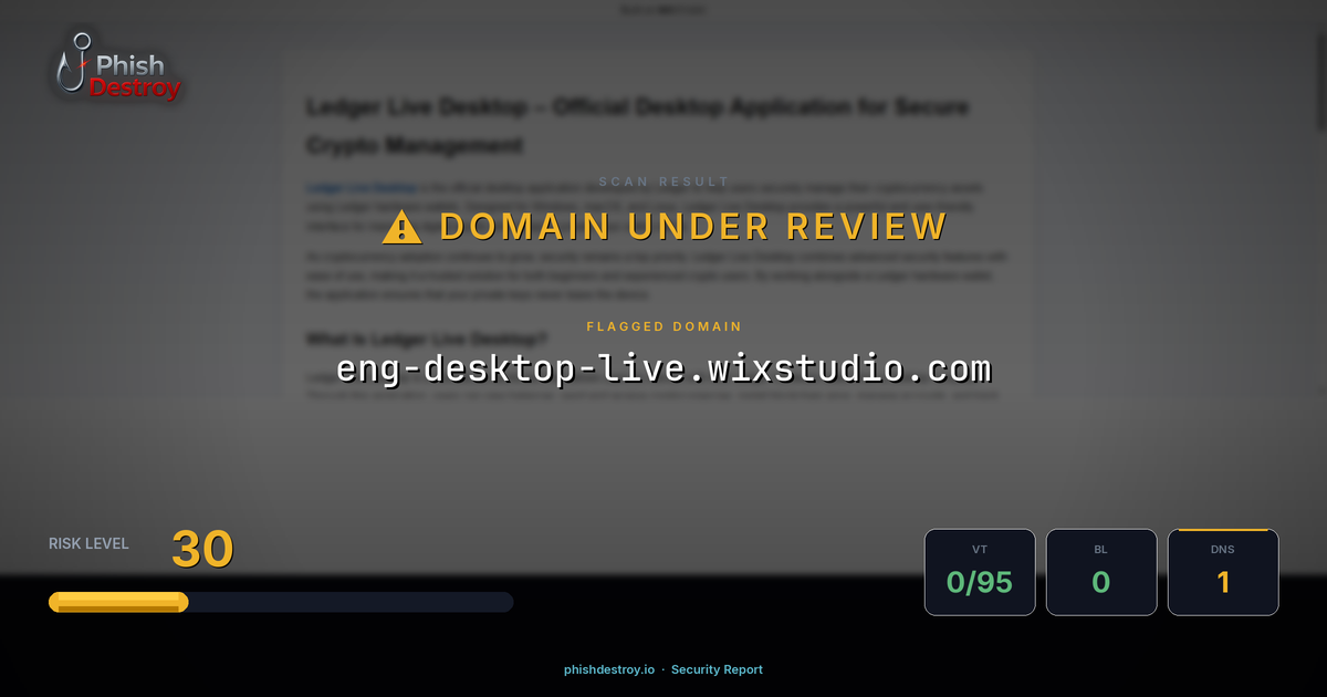 eng-desktop-live.wixstudio.com phishing report — threat analysis by PhishDestroy