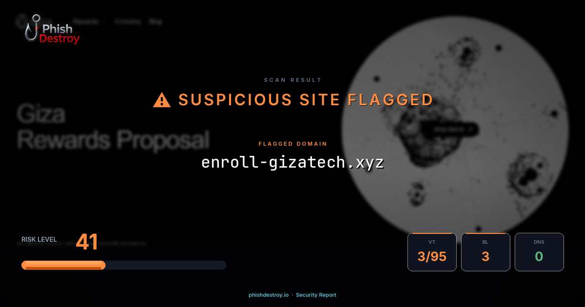 enroll-gizatech.xyz phishing report — threat analysis by PhishDestroy